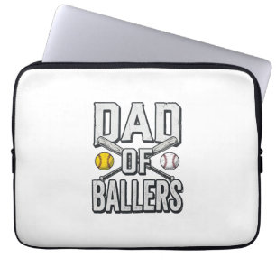Vader van Ballers Softbal en Honkbal Vintage T-shi Laptop Sleeve