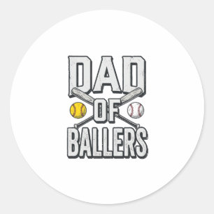 Vader van Ballers Softbal en Honkbal Vintage T-shi Ronde Sticker