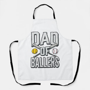 Vader van Ballers Softbal en Honkbal Vintage T-shi Schort