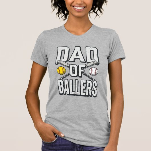 Vader van Ballers Softbal en Honkbal Vintage T-shi T-shirt (Voorkant)