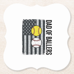 Vader van Ballers Softbal Honkbal Patriottisch Kartonnen Onderzetters