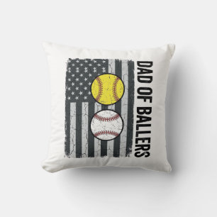 Vader van Ballers Softbal Honkbal Patriottisch Kussen