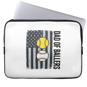 Vader van Ballers Softbal Honkbal Patriottisch Laptop Sleeve