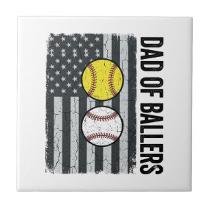 Vader van Ballers Softbal Honkbal Patriottisch Tegeltje