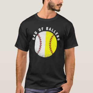 Vader van ballers softbal honkballer vader t-shirt