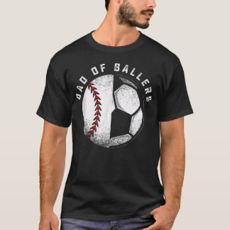 Vader Van Ballers Vader Zoon Voetbal Honkbal Spele T-shirt