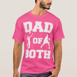 Vader van beide grappige volleybal basketbal vader t-shirt