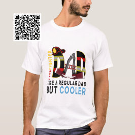 Vader van brandweerman als een gewone vader, maar t-shirt