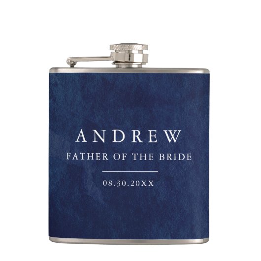 Vader van Bride Gift Waterverf Blue Wedding Flask Heupfles (Voorkant)