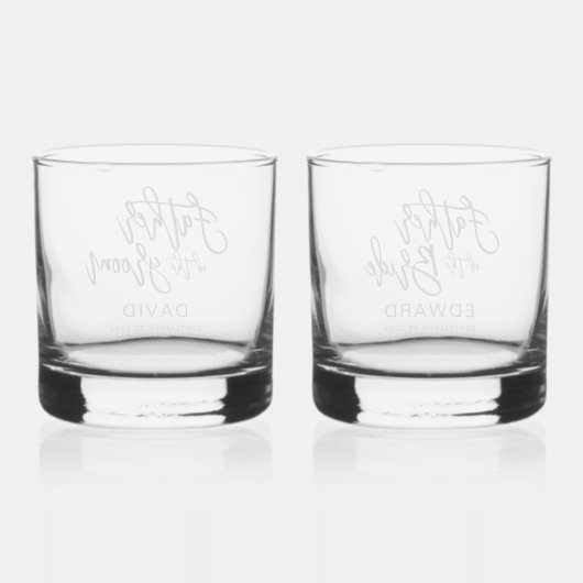 Vader van bruid & bruidegom Gifts Naam Datum Bruil Whisky Glas (Achterkant)
