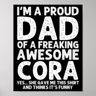 Vader van Cora Gift Vaderdag Grappig Gepersonalise Poster