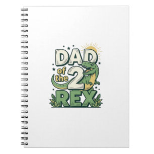 Vader van de 2 Rex Dinosaur Vader Shirt Ontwerp_1 Notitieboek