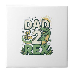 Vader van de 2 Rex Dinosaur Vader Shirt Ontwerp_1 Tegeltje