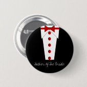 Vader van de Bride-Button (rood) Ronde Button 5,7 Cm (Voorkant /achterkant)