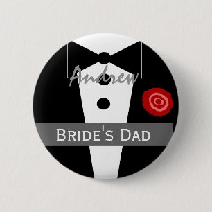 VADER VAN DE BRIDE Custom Name Tux Wedding Ronde Button 5,7 Cm
