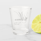 Vader van de Bride Gift Modern Monogram Name Cute Shot Glas (Achterkant)
