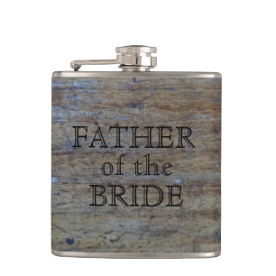 Vader van de Bride Rustic Wedding Wood Grain Heupfles
