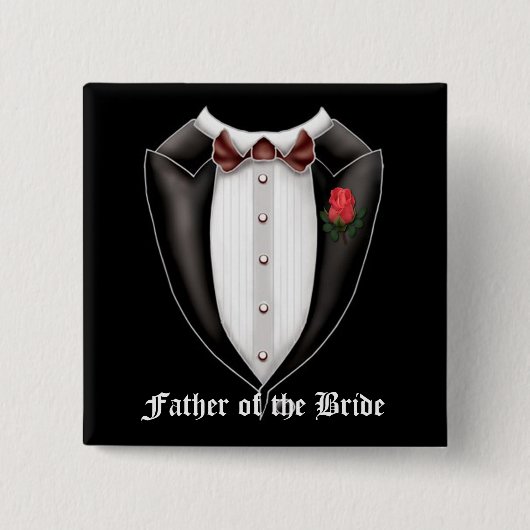 Vader van de Bride Tuxedo-Button Vierkante Button 5,1 Cm (Voorkant)