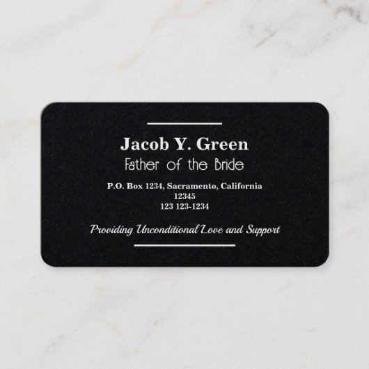 Vader van de Bride Visitekaartje (Voorkant)