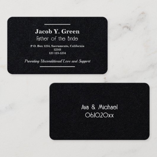 Vader van de Bride Visitekaartje (Voorkant / Achterkant)