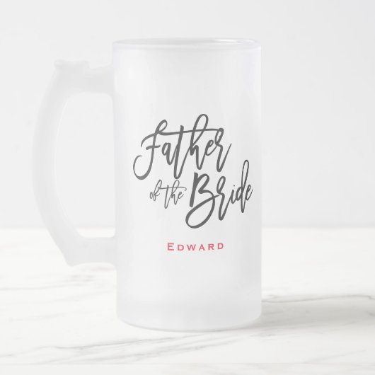 Vader van de bruid Black Script & Naam Gift Matglas Bierpul (Links)