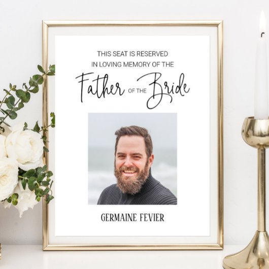Vader van de bruid gereserveerde zitplaats bruilof poster