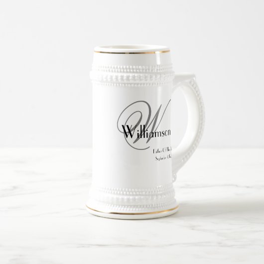 Vader van de bruid Gift Classic Monogram Rustiek Bierpul (Voorkant rechts)
