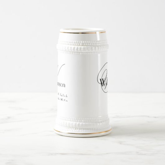 Vader van de bruid Gift Classic Monogram Rustiek Bierpul (Center)