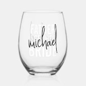 Vader van de bruid Monogram Handtekening Script Wijnglas Zonder Voet (Achterkant)