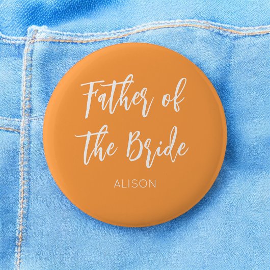 Vader van de Bruid Oranje Wit Knoop Ronde Button 5,7 Cm
