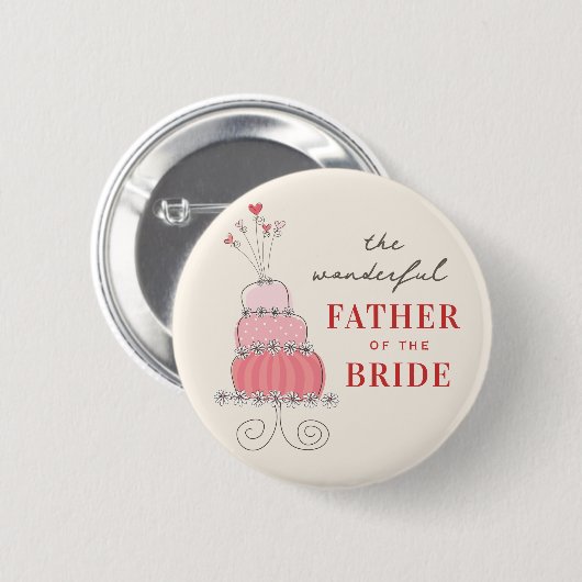VADER VAN DE BRUID Sweet Pink Wedding Cake Button (Voorkant /achterkant)