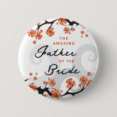 VADER VAN DE BRUID Tropische bloemen wervelen brui Ronde Button 5,7 Cm (Voorkant)
