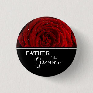 "Vader van de bruidegom" Huwelijk Rode Rozen Speld Ronde Button 3,2 Cm