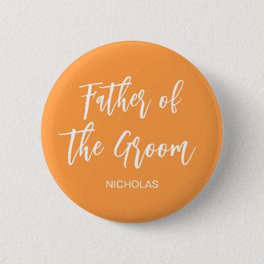 Vader van de bruidegom Oranje witte Button (Voorkant)