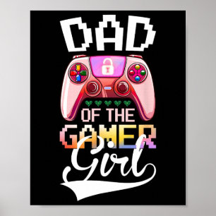 Vader van de gamer girl bijpassende videogeburtsta poster
