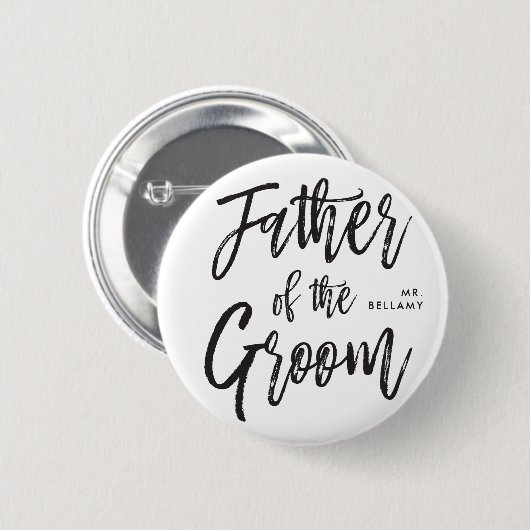 Vader van de Groom | Aangepaste bruiloft in Script Ronde Button 5,7 Cm (Voorkant /achterkant)