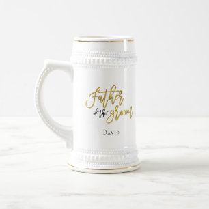 Vader van de Groom Gift/Name/Gold & Black Bierpul