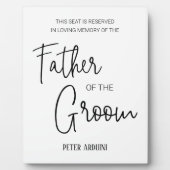 Vader van de Groom Memorial Seat Reserved Wedding Fotoplaat (Voorkant)