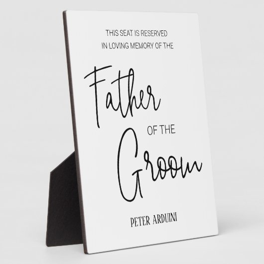 Vader van de Groom Memorial Seat Reserved Wedding Fotoplaat (Zijkant)