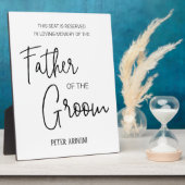 Vader van de Groom Memorial Seat Reserved Wedding Fotoplaat (Zijkant)