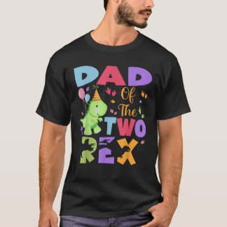 Vader van de twee Rex-verjaardagsdinosaurusfamilie T-shirt