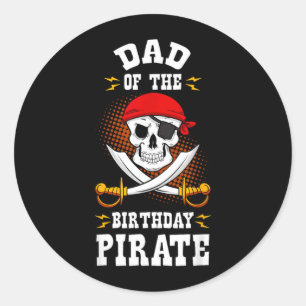 Vader van de verjaardag Pirate thema matching verj Ronde Sticker