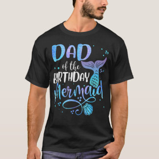 Vader van de verjaardags zeemeermin familie bijpas t-shirt