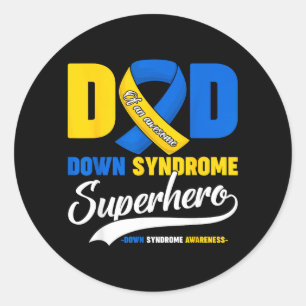 Vader van een geweldige Downsyndroom superheld zon Ronde Sticker