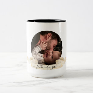 Vader van een meisje Ronde Foto Vaderdag Tweekleurige Koffiemok