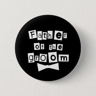 Vader van Groom White op Black Ronde Button 5,7 Cm