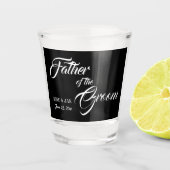 Vader van het Groom White Script op zwart Shot Glas (Voorkant)