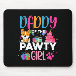 Vader van het Pawty Girl Corgi Dog Family Verjaard Muismat
