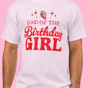 Vader van het verjaardagsmeisje aardbeien roze en  t-shirt