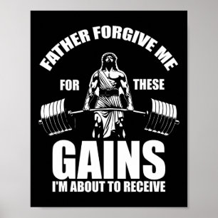 Vader vergeef me voor deze winsten - Funny Gym Mot Poster